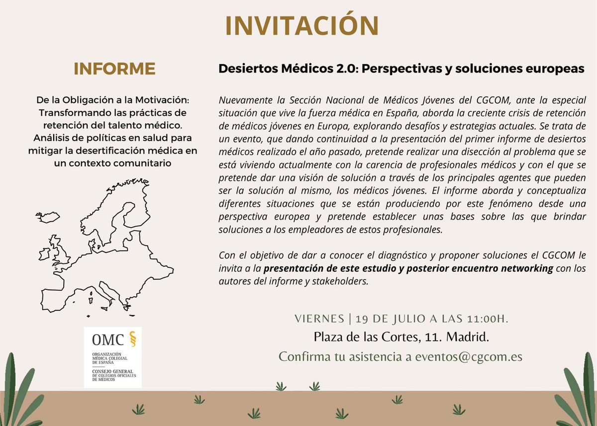 dosanz10's tweet photo. 📢 ¡No te pierdas el evento "Desiertos Médicos 2.0: Perspectivas y soluciones europeas"! 

🌍 Únete a nosotros mañana a las 11:00h en la sede de @CGCOM_Esp 

⚠️Evento clave para conocer el diagnóstico y soluciones sobre la retención del talento médico actual.

¡Te esperamos! 💪🏻 https://t.co/8WTiCTeRzD