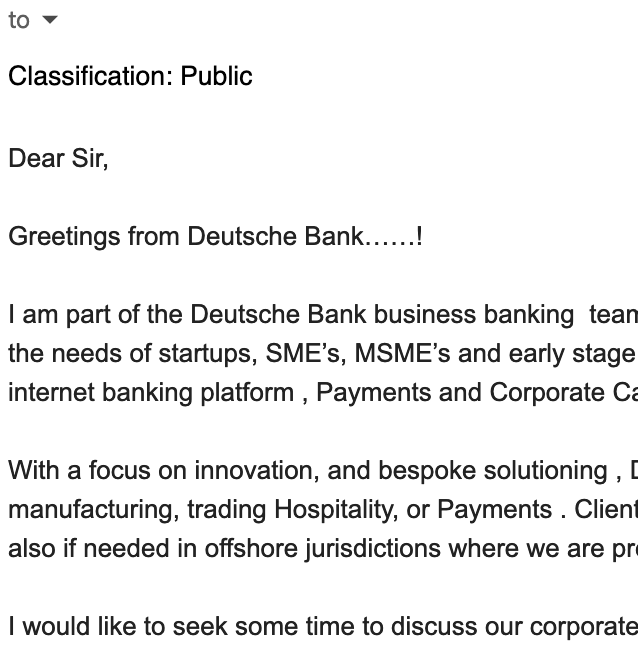 When protocol is insufficient, the metadata spills into the payload, and parsing becomes proprietary. See how Deutsche Bank has hacked their classification requirement into the email body.