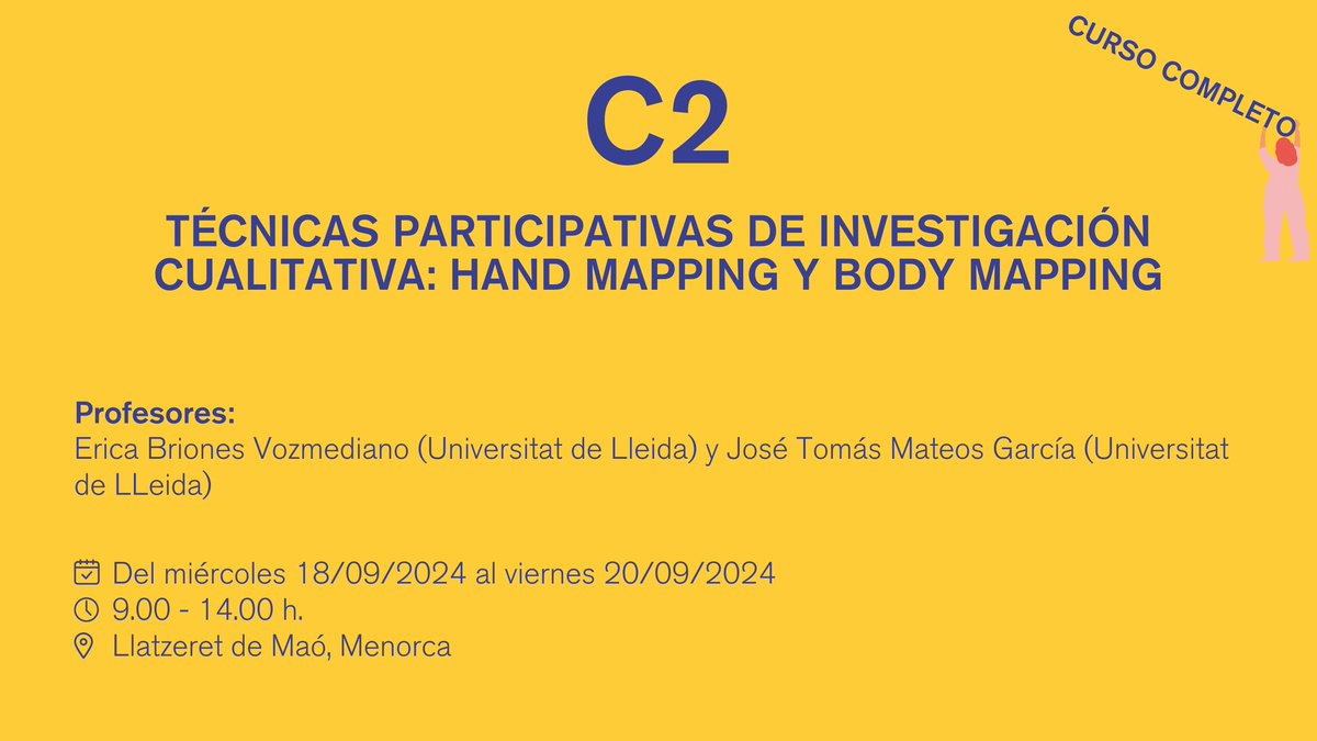 Escoladesalut's tweet photo. 🎓 Curso C2
🔍 Aprende #HandMapping y #BodyMapping para recoger y analizar datos cualitativos visualmente. Se explorarán casos reales, aplicaciones prácticas y técnicas de análisis con enfoque en determinantes sociales de salud y diversidad cultural.
🔗https://t.co/HgVCHU8MSL https://t.co/Glk1oKKLRN