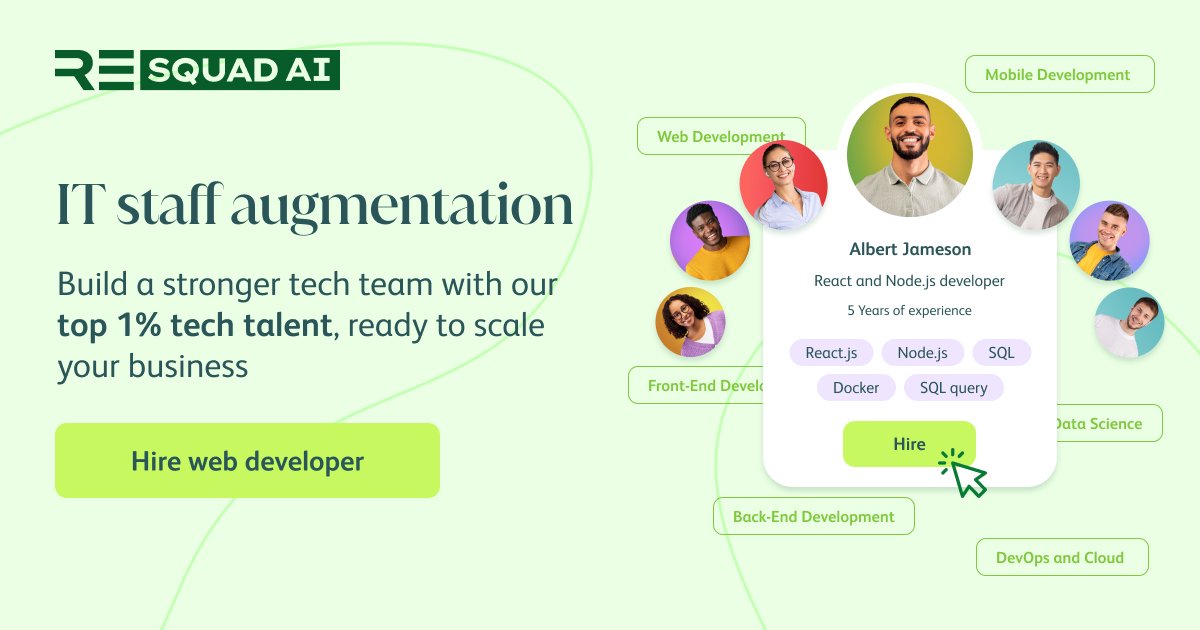 Introducing <a href="/ResquadAi/">ResquadAI</a> : Revolutionizing IT Augmentation Platform

We help you build a strong tech team and hire the top 1% tech talent through staff augmentation

visit: resquad.ai
 #ITstaffing #outsource