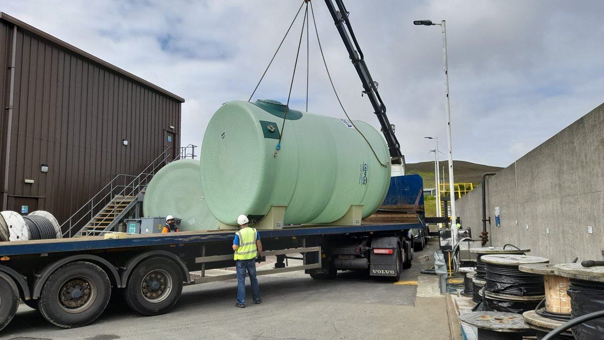 Successful delivery for <a href="/ECOUREA1/">ECOUREA</a> to Lerwick Power station, Shetland, Scotland. 2 x 30m3 self-bunded tanks storing Adblue and 1 x30m3 standard tank storing Urea. The ferry was a tight squeeze 😬 Thanks to David Howells transport for their excellent service again 👌🏻