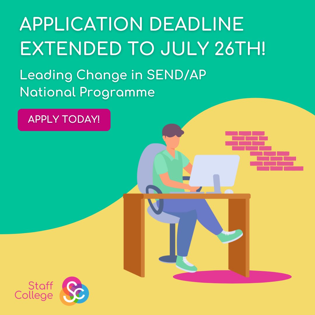 Join our Leading Change program to enhance your SEND/AP leadership skills and improve outcomes for children and families. Application deadline extended to 26/07!
Apply: thestaffcollege.uk/programmes/lea… 
 #SENDLeadership #LeadershipJourney #InclusiveEducation