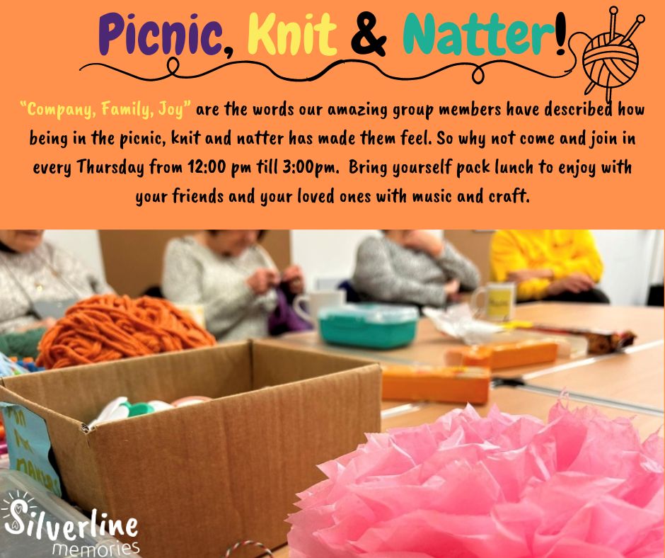 Join our Picnic, knit and natter today from 12:00pm till 3:00pm.