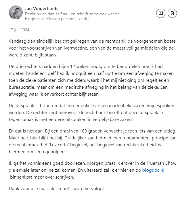 Sinds Corona gingen ministers, politici en journalisten op de stoel van de huisarts zitten. Er werden in 2020 GGD teststraten ingericht, waar mensen een 'diagnose' kregen zonder nazorg of vraagbaak voor hun vragen en zorgen.

In 2021 volgden GGD-prikstraten, waar mensen geen