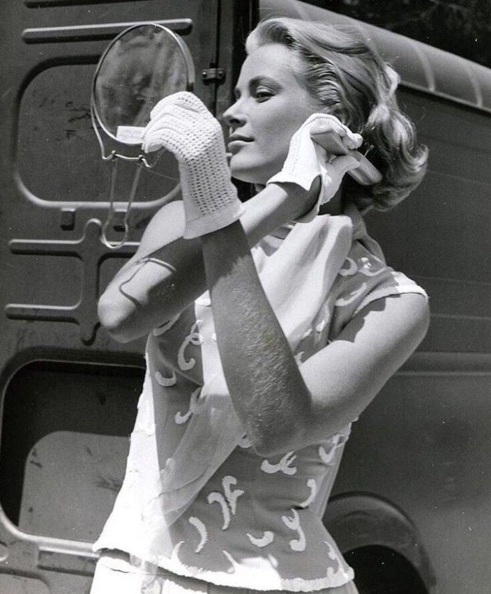Grace Kelly on the set of To Catch a Thief, 1955