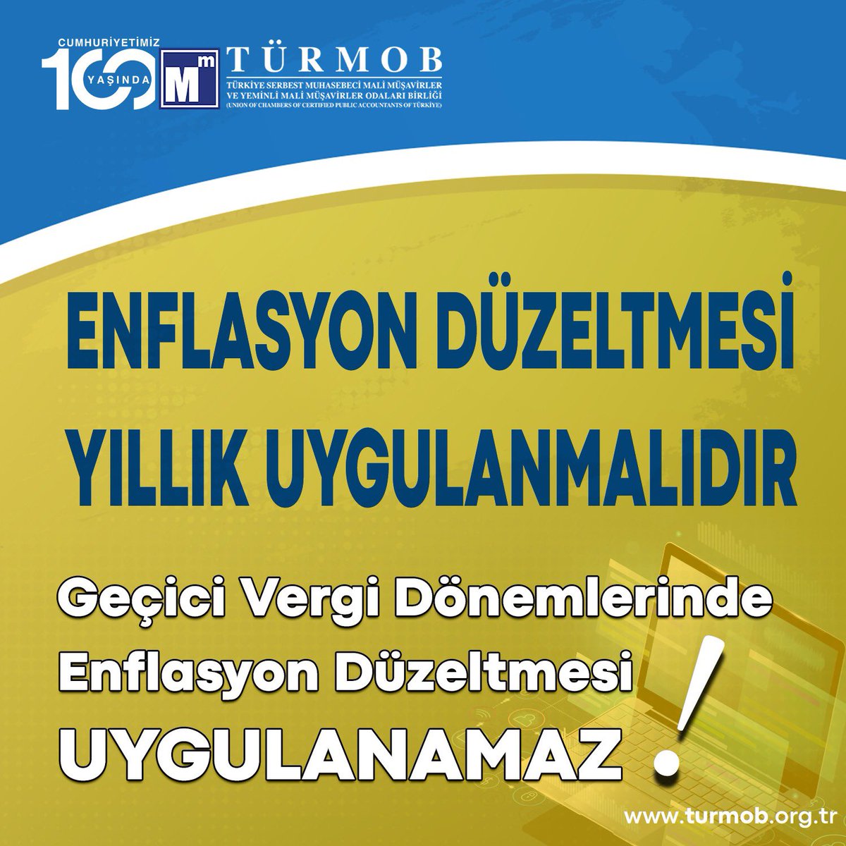 ENFLASYON DÜZELTMESİ YILLIK UYGULANMALIDIR.

Geçici Vergi Dönemlerinde Enflasyon Düzeltmesi UYGULANAMAZ!..

#EnflasyonMuhasebesi
#türmob