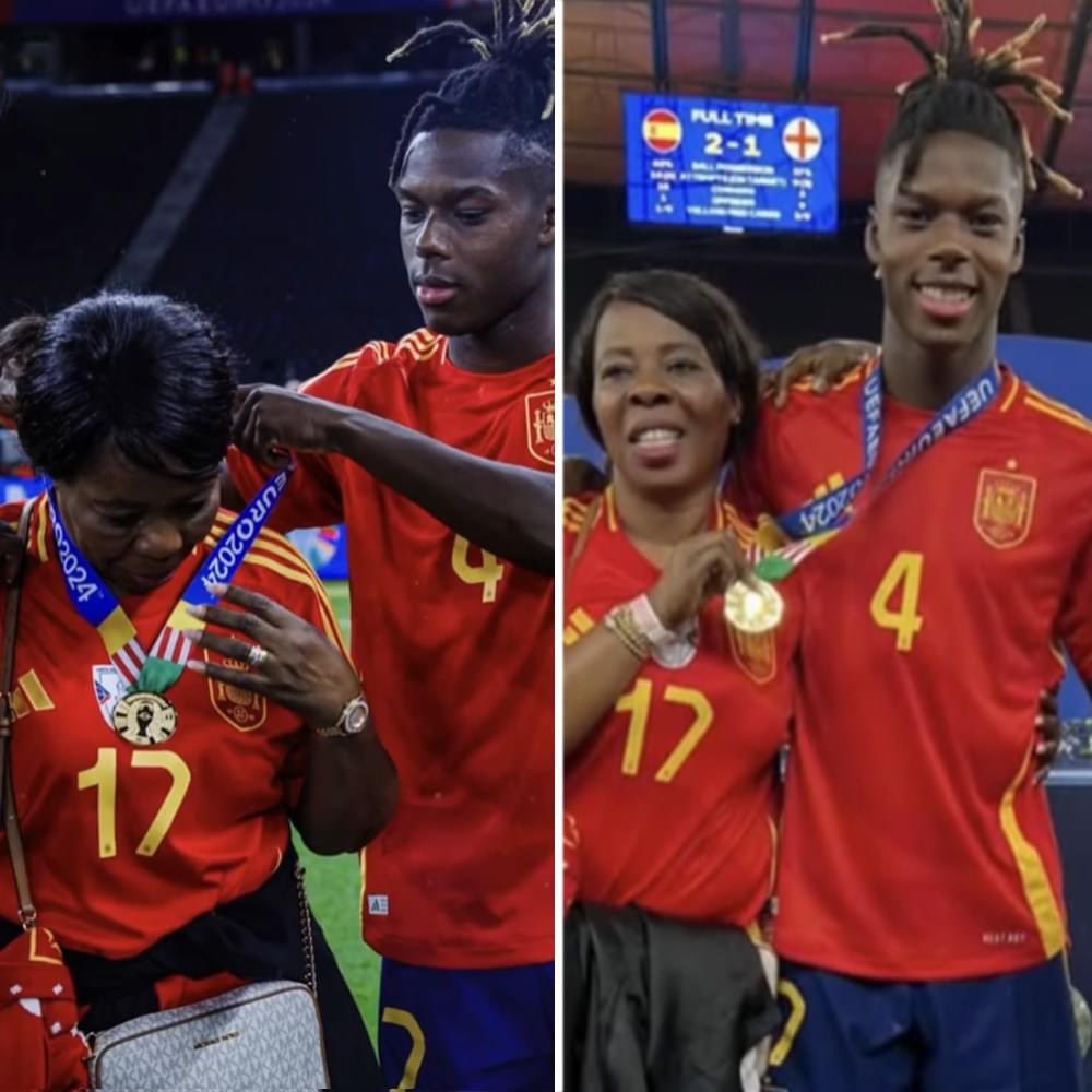 Nico Williams: “I run very fast but I can't run as fast as my mother. Because she once escaped death and crossed the Sahara Desert from rural Ghana to Spain to become who I am today. I gave the medal to my mother because she deserves it more than anyone else” ❤️ #EURO2024 #Spain