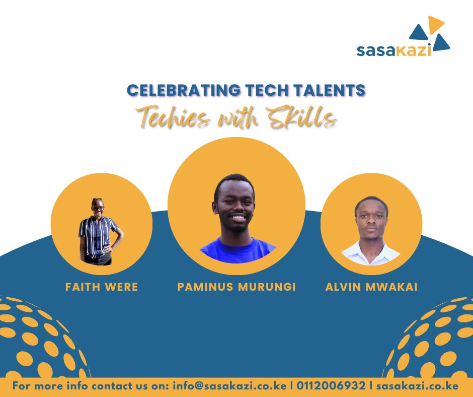 Sasa Kazi (@sasa_kazi) on Twitter photo We are proud to acknowledge these incredible tech talents that are part of the Sasakazi family.
Through our rigorous vetting process,they secured opportunities to showcase their skills.
Here's to your continued success and growth!
<a href="/mwakai_alvin/">mwakai_alvin</a> We are proud to acknowledge these incredible tech talents that are part of the Sasakazi family.
Through our rigorous vetting process,they secured opportunities to showcase their skills.
Here's to your continued success and growth!
<a href="/mwakai_alvin/">mwakai_alvin</a>