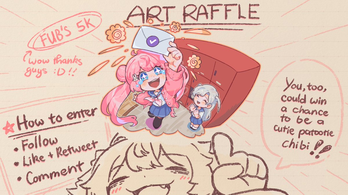 ✨5555 RAFFLE✨

Thank you SO SO MUCH for your support everyone! 🧡
Now it's time for lottery, Y'ALL READY???🪤🪤🪤

✨THREE winners
✨PRIZE: Full colored Chibi (as shown)

✨HOW TO ENTER✨
- Follow 
- Like + Retweet
- Comment

✨ENDS: August 8th, 12PM EST