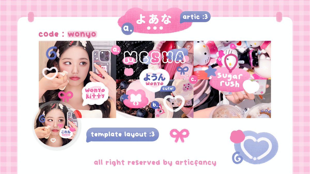 help retweet will be appreciated 🍧

halo chingu :3 disini artic comeback nih bawain 10 template layout yang kalian siap ospek hari ini jikalau ada kemiripan design moodboord dengan pihak lain tolong kasih tau aku yaw ♡⁠˖⁠꒰⁠ᵕ⁠༚⁠ᵕ⁠⑅⁠꒱
#zonauang