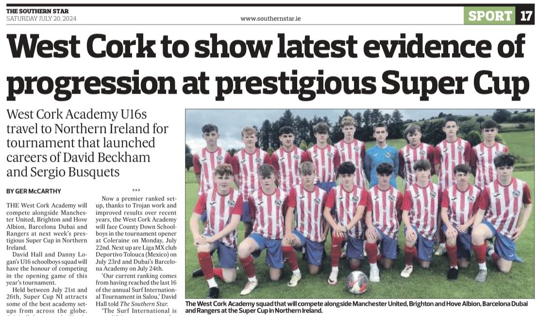 Ger McCarthy (@germccarthy74) on Twitter photo 🔴⚪️🔵Inspired by <a href="/atletienglish/">Atlético de Madrid</a>, this <a href="/theWCSL/">WestCorkSchoolboysSchoolgirlsLeagues</a> #WestCork #Academy kit is one of the best they’ve ever produced.
Same goes for some of the players involved in this year’s ⚽️ <a href="/SuperCupNI/">Budget Energy SuperCupNI ⚽️🏆</a>
🗞️Read my full-page tournament preview in this week’s <a href="/SouthernStarIRL/">The Southern Star</a> <a href="/WestCorkSport/">Southern Star Sport</a>
#️⃣ 🔴⚪️🔵Inspired by <a href="/atletienglish/">Atlético de Madrid</a>, this <a href="/theWCSL/">WestCorkSchoolboysSchoolgirlsLeagues</a> #WestCork #Academy kit is one of the best they’ve ever produced.
Same goes for some of the players involved in this year’s ⚽️ <a href="/SuperCupNI/">Budget Energy SuperCupNI ⚽️🏆</a>
🗞️Read my full-page tournament preview in this week’s <a href="/SouthernStarIRL/">The Southern Star</a> <a href="/WestCorkSport/">Southern Star Sport</a>
#️⃣