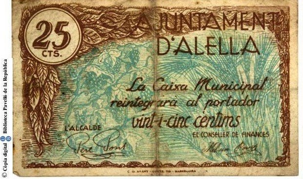 bibrepublica's tweet photo. 📌La col·lecció de Paper #moneda de l'#arxiu de @bibrepublica consta de més de 300 unitats documentals 💷 la majoria són #bitllets locals emesos majoritàriament durant el període de la #GuerraCivil a Catalunya💸 Si en voleu saber més coses🔗https://t.co/OuzKvA6V4V #FonsCRAIUB https://t.co/zvl2NeHL9H