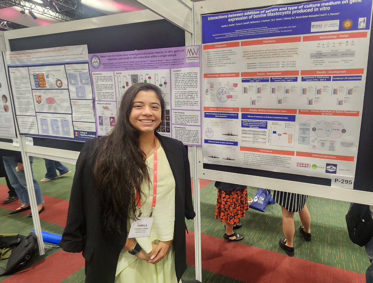 Peter James Hansen (@ufpjhansen) on Twitter photo This is the second year running that <a href="/CamilaJCuellar/">Camila CuƩllar</a> is presenting at SSR. The poster shows her work on the impact of serum on embryos. Also, one of our first uses of the embryo competence index. #SSR2024 <a href="/uf_ansci/">UF IFAS Animal Sciences Dept.</a> <a href="/AMCB_UF/">Animal Molecular & Cellular Biology</a> This is the second year running that <a href="/CamilaJCuellar/">Camila CuƩllar</a> is presenting at SSR. The poster shows her work on the impact of serum on embryos. Also, one of our first uses of the embryo competence index. #SSR2024 <a href="/uf_ansci/">UF IFAS Animal Sciences Dept.</a> <a href="/AMCB_UF/">Animal Molecular & Cellular Biology</a>