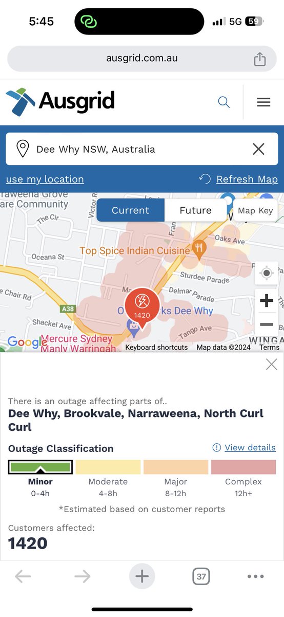 A few suburbs of Northern Beaches are experiencing power outage! I’ve been living in Australia for 11 years and this is the 2nd time I am experiencing power outage!
