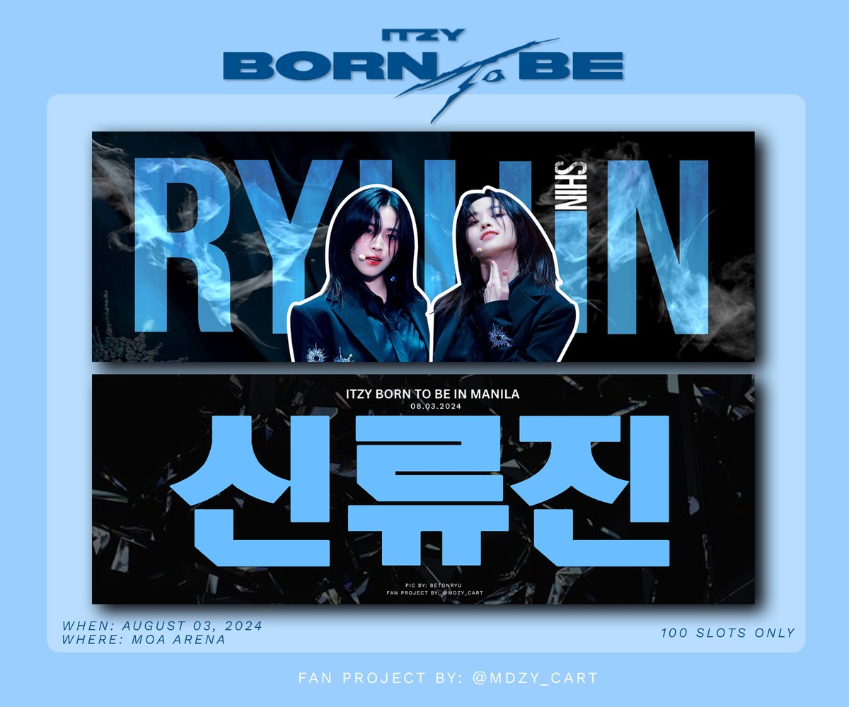mdzy_cart's tweet photo. #mdzy_cart_updates
Hand Banner Project for Shin Ryujin🍬🍋
@ ITZY Born To Be in Manila 08.03.2024

⋆ 100 slots only
⋆ Exact location TBA

See you soon, Midzys! 🩵

Shots by: BetonRyu
#ITZY_BORNTOBE_MANILA #ITZY_BORNTOBE #ITZY_in_MANILA #ITZYinMANILA https://t.co/0auDjbslUa