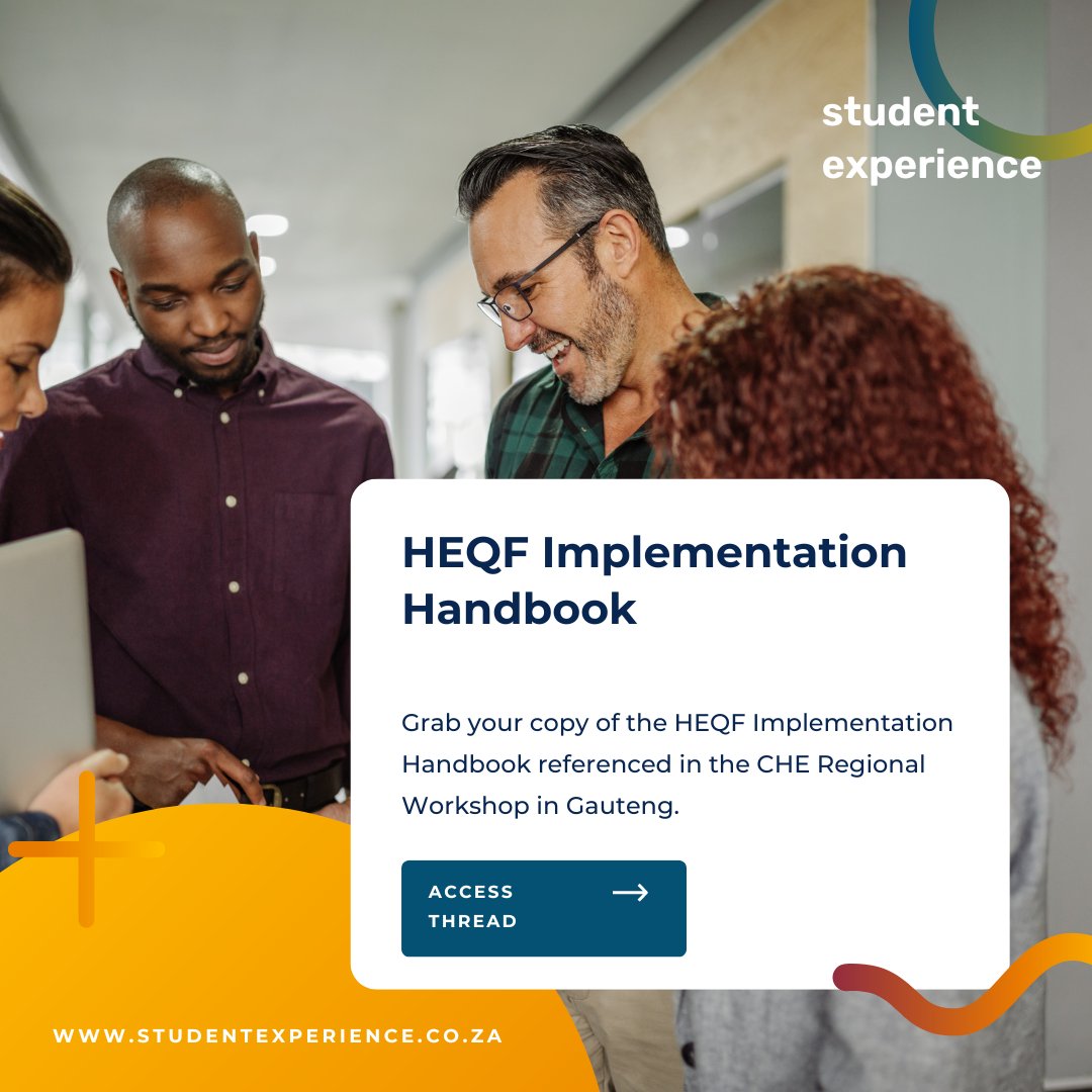 Student_Exp's tweet image. Looking for a copy of the HEQF Implementation Handbook mentioned in the Regional Workshop with the @che_SouthAfrica ? Look no further. Grab your copy here: zurl.co/v8Yy
