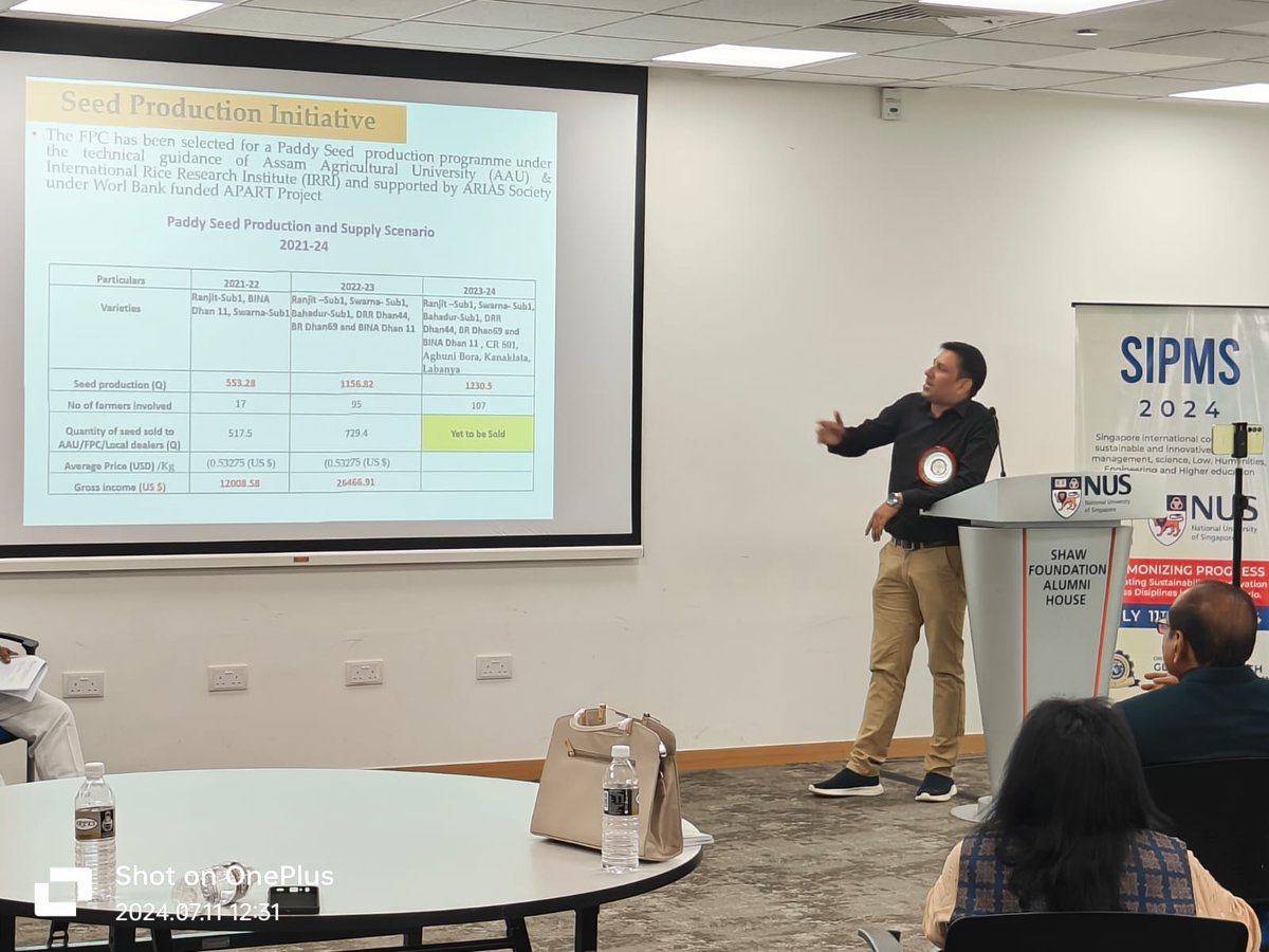 apartassam's tweet image. Dr Debajit Kalita from Poohar FPC, Morigaon, delivered a keynote at the Startup &amp;amp; Entrepreneurship Conference at NUS on July 11-12, highlighting the FPC’s journey and success, the FPC is supported by APART. #StartupConference
@ATULBORA2
@CMOfficeAssam