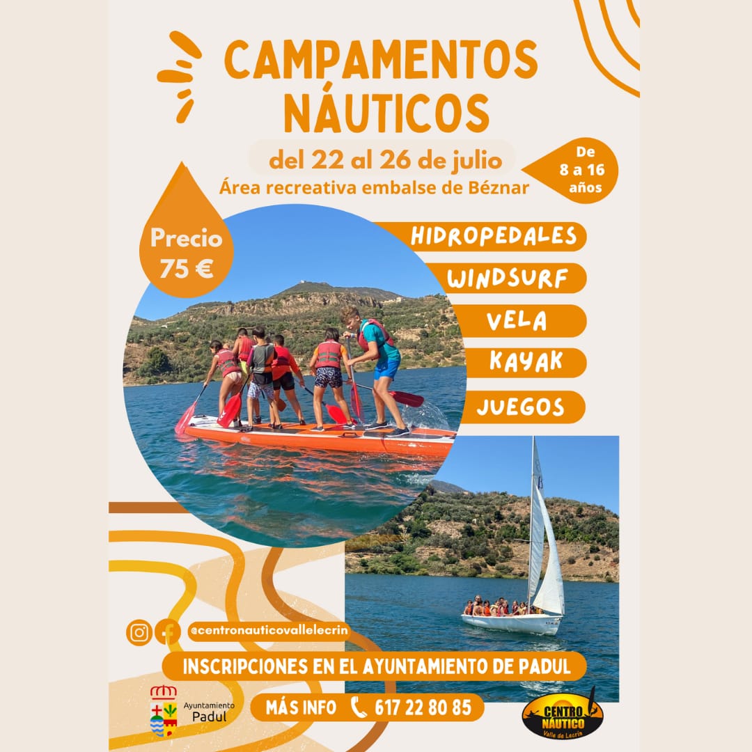 🌊 ¡Únete a los Campamentos Náuticos de Verano! 🌞

📅 Fechas: Del 22 al 26 de julio
🏞 Lugar: Área Recreativa Embalse de Béznar
👧🧒 Edades: De 8 a 16 años
💰 Precio: 75€

¡No te pierdas esta oportunidad de disfrutar y aprender en un entorno seguro y divertido! 🚣‍♂️🌊