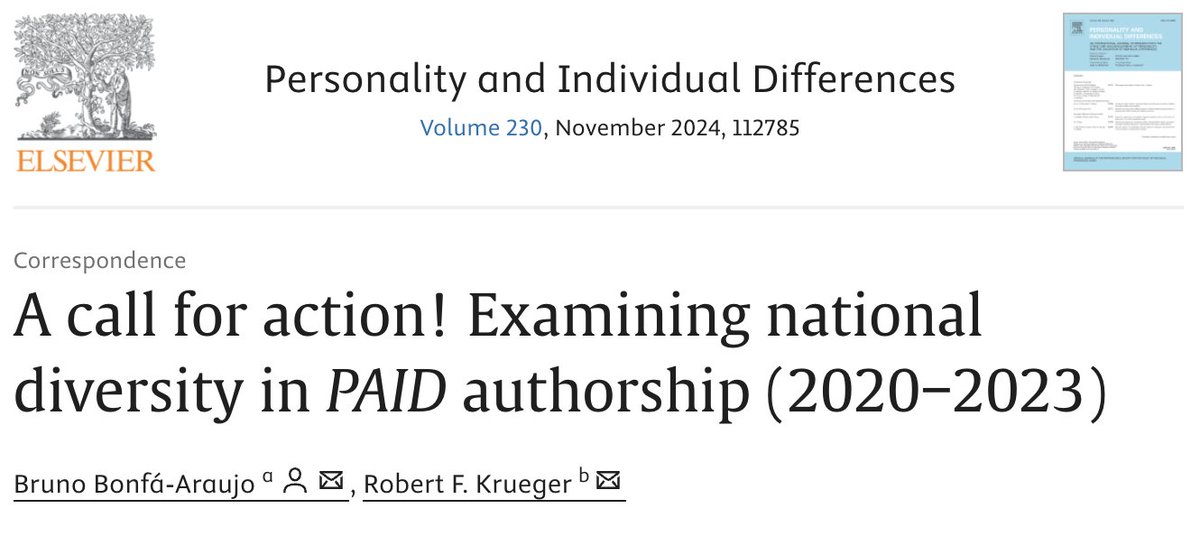 ISSIDOfficial's tweet photo. 🚨 A call for action regarding diversification in individual differences research! Published by our #ISSID2024 Ambassadors Bruno B. Araujo &amp; Robert F. Krueger.  #individualdifferences #diversity #inclusion #DEI

Access: https://t.co/iaLkUJM4EG https://t.co/GK503BTBRP