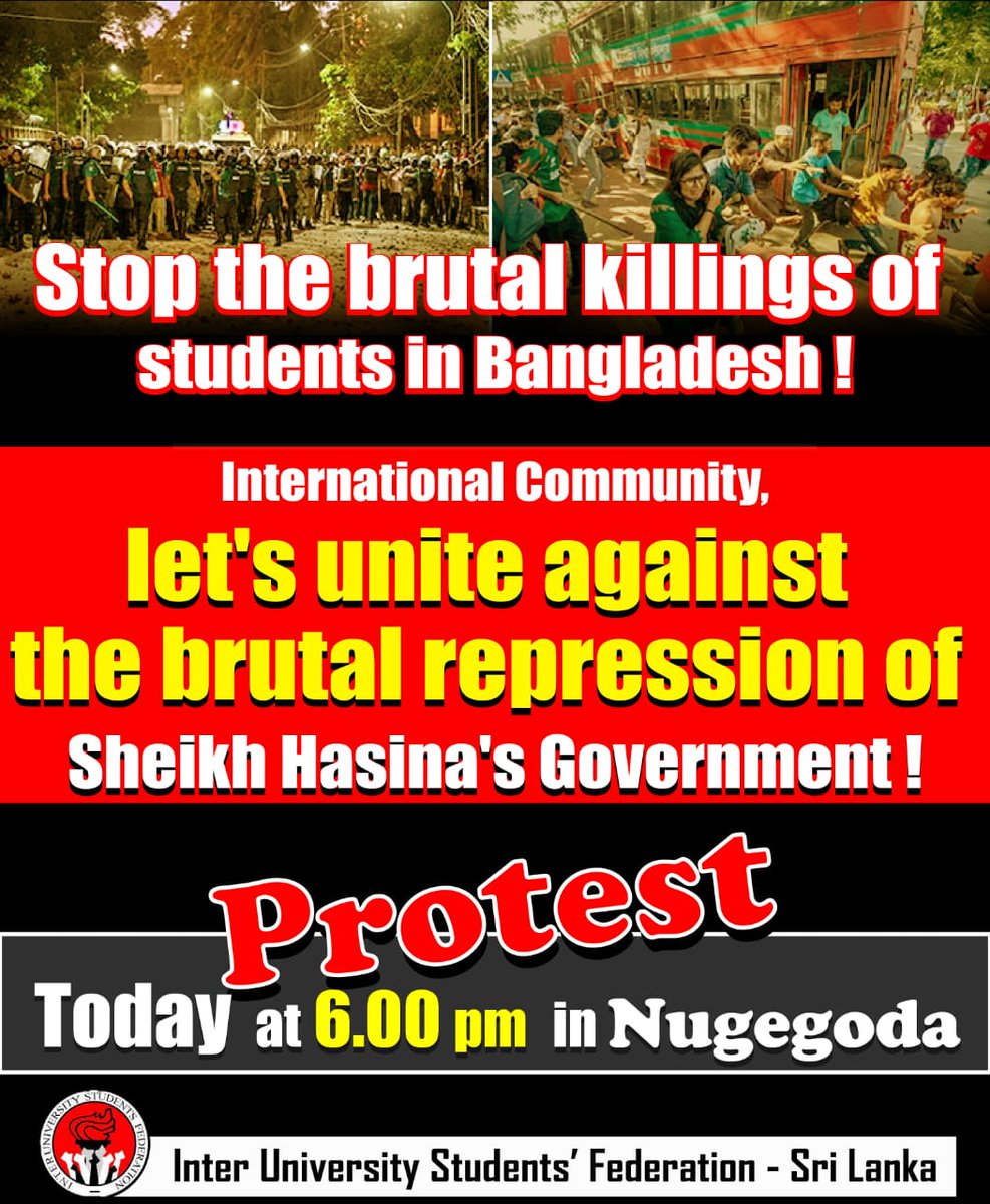 Welikumbura's tweet photo. Solidarity protest against the brutal killings of Students in Bangladesh.

#lka #SriLanka #ProtestLk #BangladeshiStudentsareinDanger #Bangladesh #bangladesh_quotha_movement #Solidarity https://t.co/n4Q3BWyjZ3