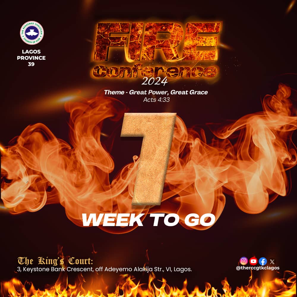 therccgtkclagos's tweet image. 🔥 1 WEEK TO GO! 🔥

The Fire Conference 2024 is almost here! Get ready for an incredible experience of Great Power and Great Grace. 

📅 July 25th - July 28th
📍 RCCG The King&apos;s Court

Get ready to be transformed by power and sustained by grace! 🔥
#rccgtkclagos #fireconference