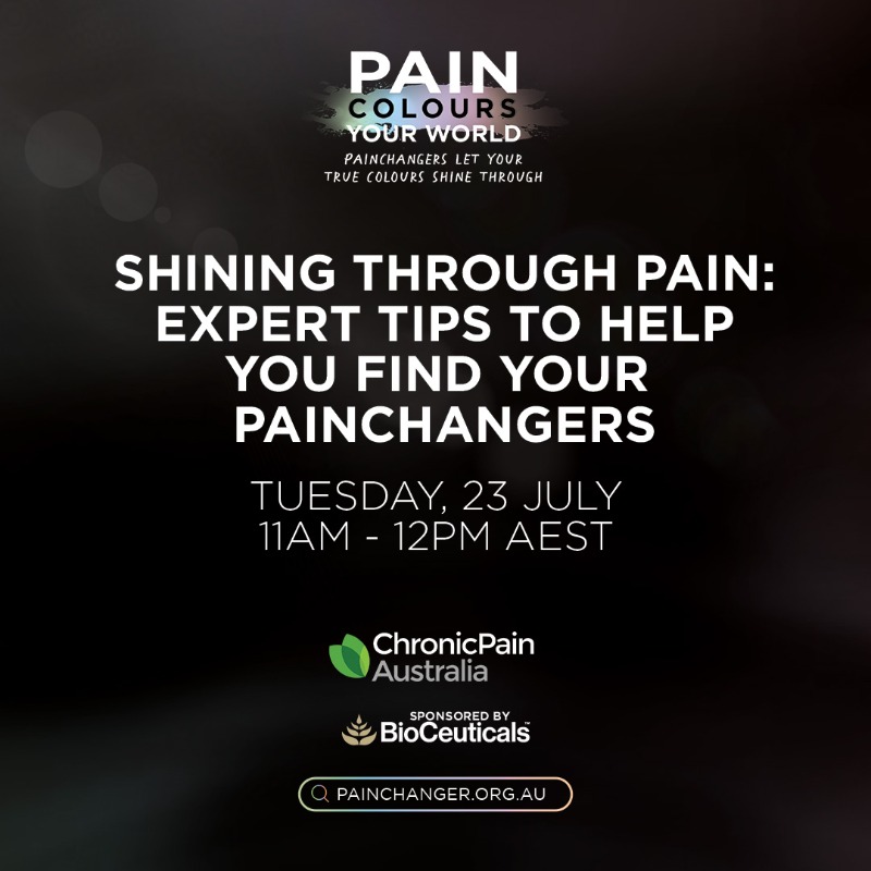 ChronicPainAust's tweet photo. Join us Tuesday, 23 July / 11am – 12pm AEST for an enlightening session:
This webinar brings together a distinguished panel of experts who will share their “painchanger” tips for managing pain holistically. 
Register for FREE now at https://t.co/wY7Jrom0f8
#NationalPainWeek2024