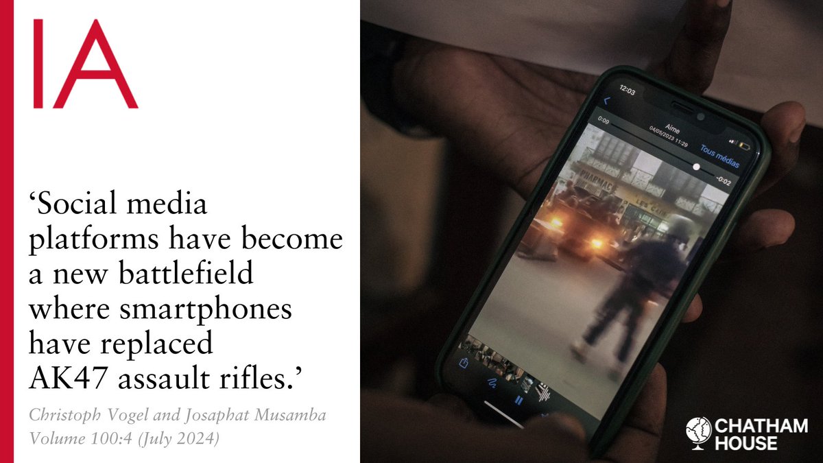 International Affairs (@iajournal_ch) on Twitter photo "Little is still known about the cross-fertilization that emerges from the mutual interplay between offline and online warfare", argue <a href="/ethuin/">Christoph N. Vogel</a> & @josaphatmusam ✍️
Read their FREE article on information warfare in eastern Congo >> doi.org/10.1093/ia/iia… "Little is still known about the cross-fertilization that emerges from the mutual interplay between offline and online warfare", argue <a href="/ethuin/">Christoph N. Vogel</a> & @josaphatmusam ✍️
Read their FREE article on information warfare in eastern Congo >> doi.org/10.1093/ia/iia…
