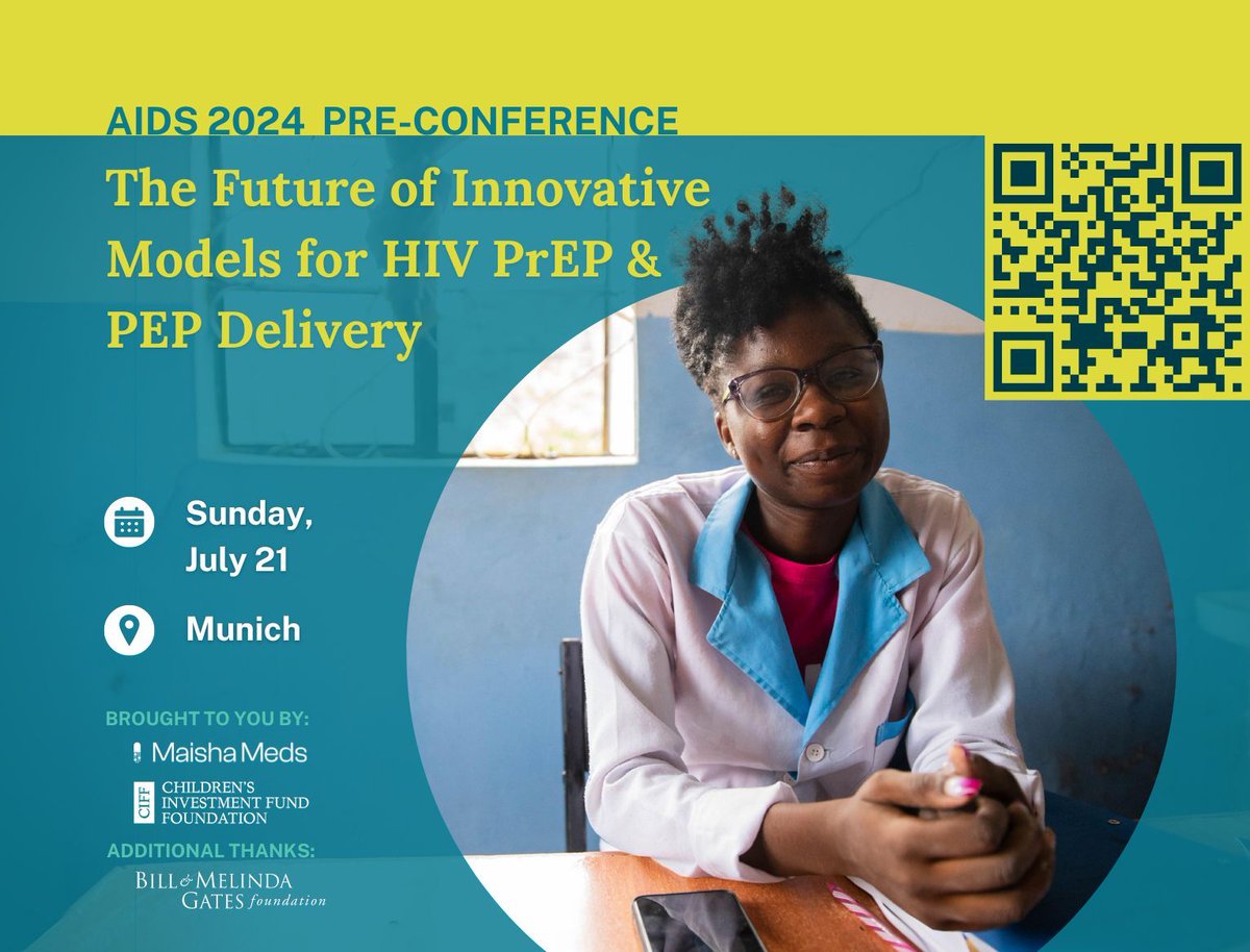 This Sunday, Maisha Meds is proud to be hosting this #AIDS2024 pre-conference on differentiated service delivery for HIV PrEP &amp; PEP, in partnership with <a href="/CIFFchild/">The Children's Investment Fund Foundation</a>. 

We look forward to seeing you at the 25th International AIDS Conference! More info: mmeds.link/AIDS2024