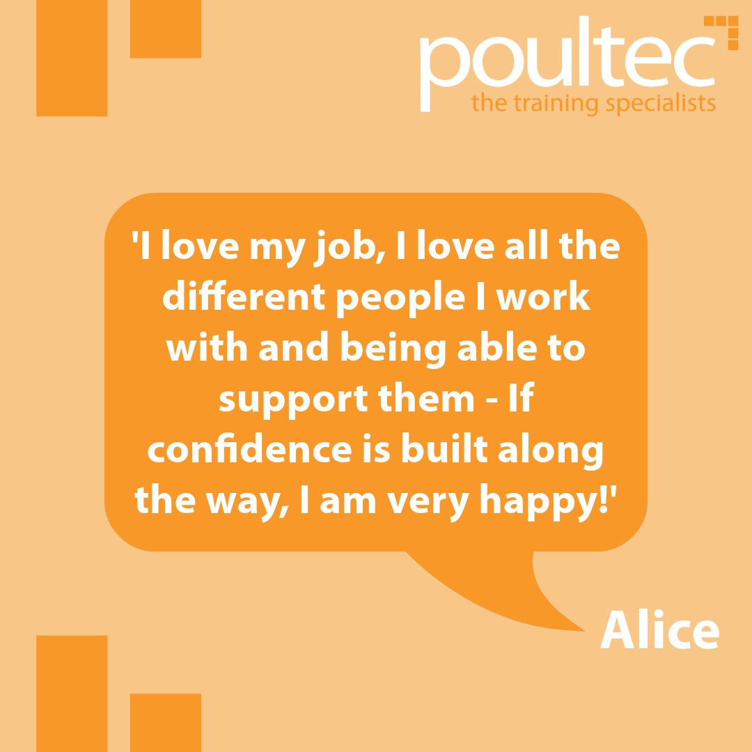 A recent quote from, Alice, one of our amazing apprenticeship tutors here at Poultec!