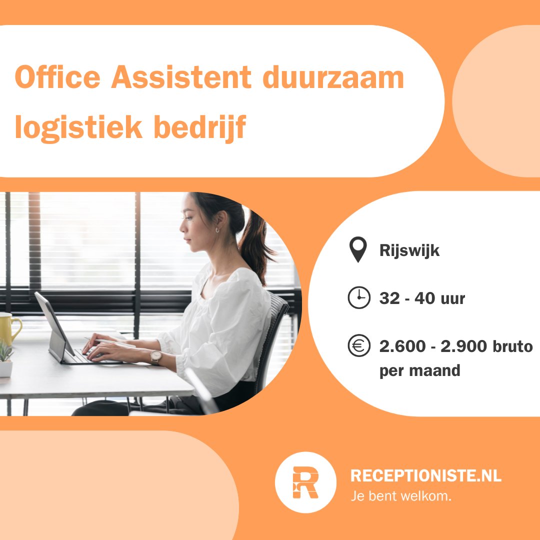 receptioniste's tweet photo. Altijd al gedroomd van werken bij een succesvol bedrijf in een internationale setting? Dit is je kans! 
Voor een duurzaam logistiek bedrijf in Rijswijk zijn wij op zoek naar een ervaren Office Assistent. 
Interesse? Reageer dan via de link https://t.co/eYr6bAobEi https://t.co/XXUQJW5I4V