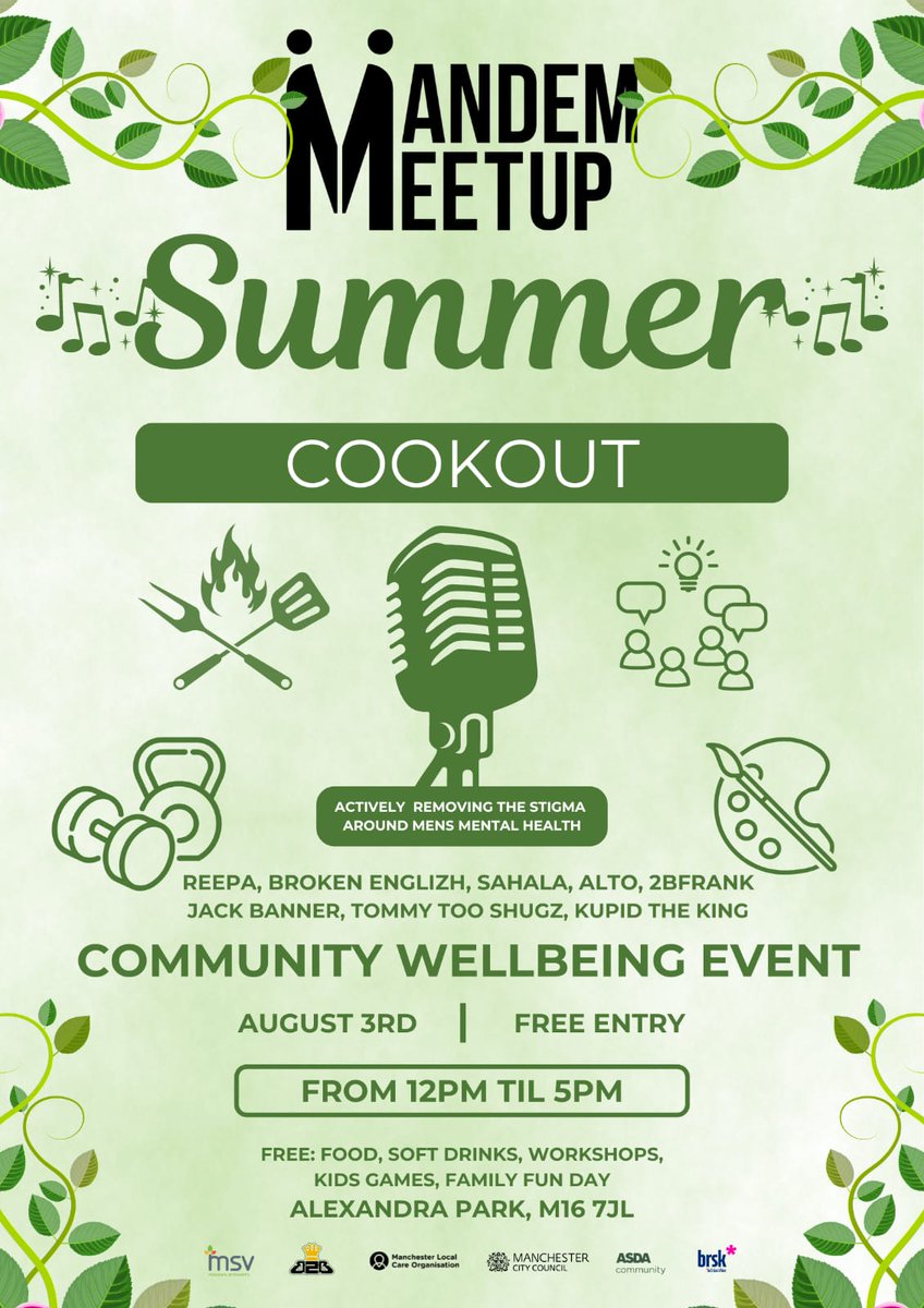 Yasmin Holgeth HDC (@yasminhealthdev) on Twitter photo Join the <a href="/MandemMeetup/">Mandem Meetup</a> on Saturday 3rd August 12-5 on Alexandra Park for a community wellbeing event #MensHealth #FamilyTime #Music #GoodVibes <a href="/cwrfint/">Chorlton, Whalley Range & Fallowfield INT</a> <a href="/MCCWhalleyRange/">MCC Whalley Range</a> <a href="/AgeFriendlyWR/">Whalley Range</a> <a href="/AgeFriendlyWR/">Whalley Range</a> <a href="/whall/">whall</a> Join the <a href="/MandemMeetup/">Mandem Meetup</a> on Saturday 3rd August 12-5 on Alexandra Park for a community wellbeing event #MensHealth #FamilyTime #Music #GoodVibes <a href="/cwrfint/">Chorlton, Whalley Range & Fallowfield INT</a> <a href="/MCCWhalleyRange/">MCC Whalley Range</a> <a href="/AgeFriendlyWR/">Whalley Range</a> <a href="/AgeFriendlyWR/">Whalley Range</a> <a href="/whall/">whall</a>