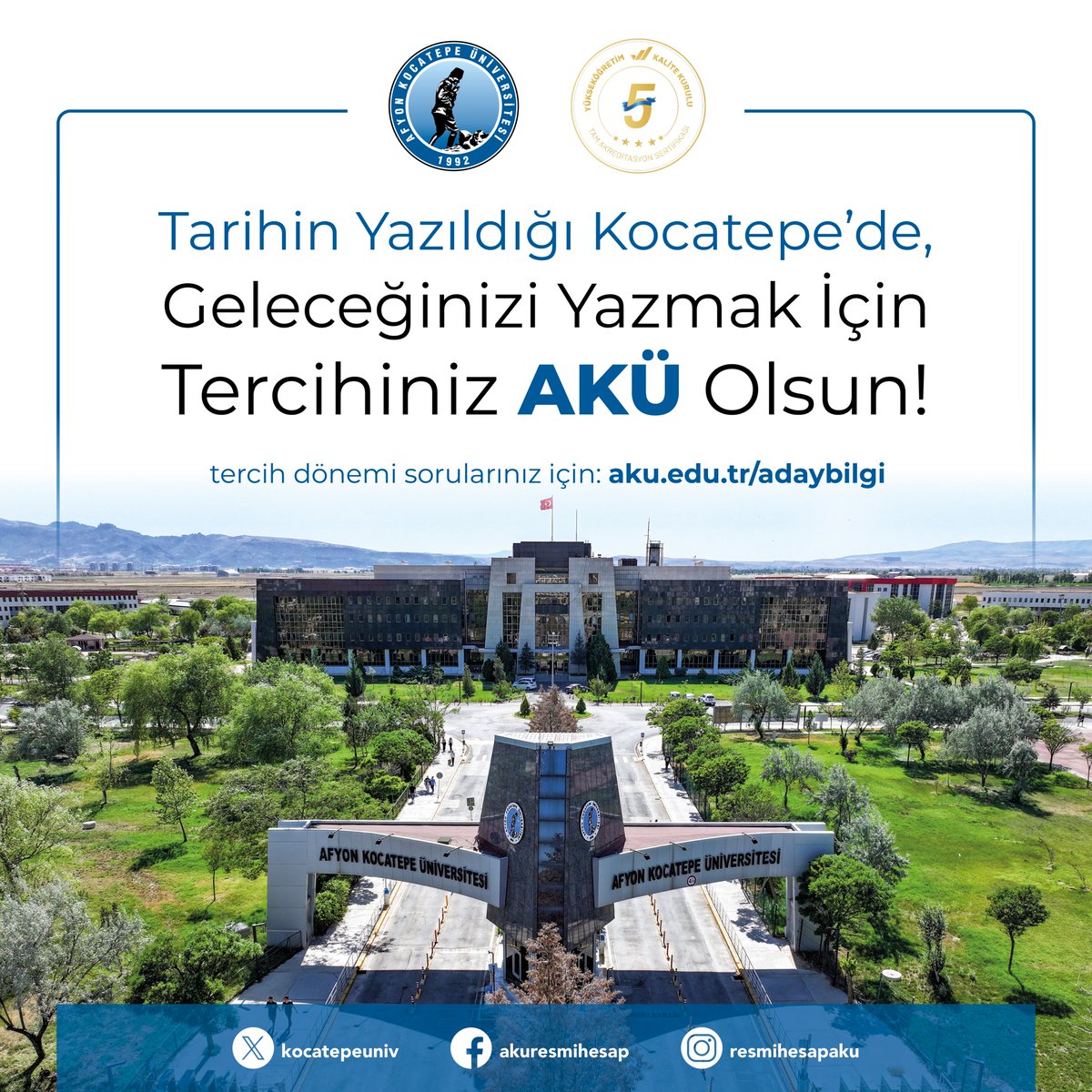 kocatepeuniv's tweet photo. Sevgili üniversite adayı öğrencilerimiz, sizleri modern eğitim anlayışı ve zengin olanaklar sunan Afyon Kocatepe Üniversitesine bekliyoruz . Aday bilgi sayfası için⬇️
 https://t.co/tPGIpjyrop
@Karakas1969 @suaybemmi @MuratPekerAKU
#AfyonKocatepeÜniversitesi #yks2024 #ykssonucları https://t.co/Ym0dsbL3H1