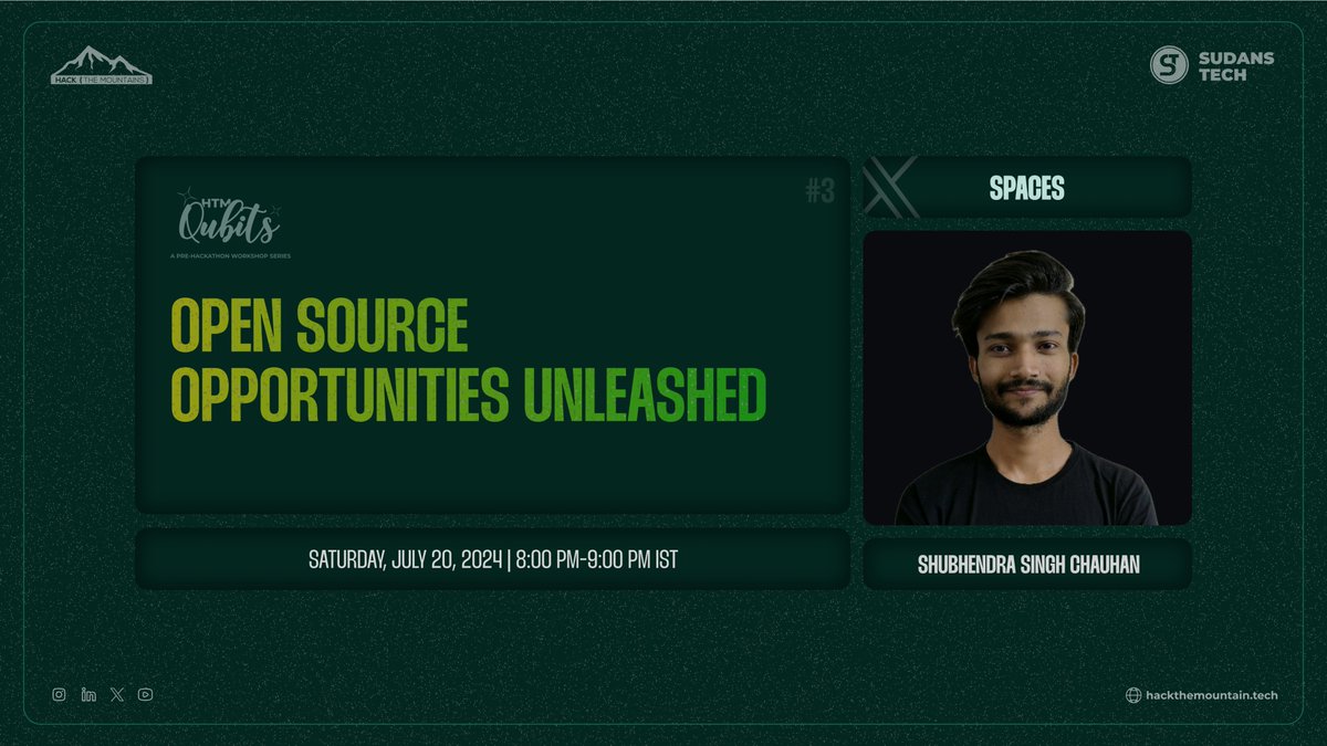 Join our 3rd Qubit Session: "Open Source Opportunities Unleashed" with Shubhendra Singh Chauhan! 🌟

🗓️ 20th July, 8-9 PM
📍 X Spaces : x.com/i/spaces/1Mnxn…

🏷️ Tag your squad and spread the word! 📢