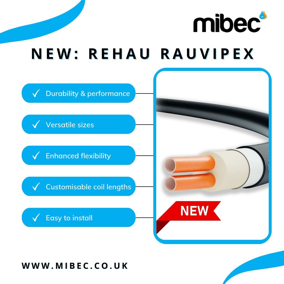 MibecLtd's tweet photo. New: REHAU RAUVIPEX! This cutting-edge pipe design results from extensive R&amp;D by REHAU, tailored to the evolving needs of contractors and ESCOs as the UK shifts to low-carbon heat networks. Find out more about RAUVIPEX: https://t.co/MQR1ChOcCn https://t.co/8y0VoKKWQz