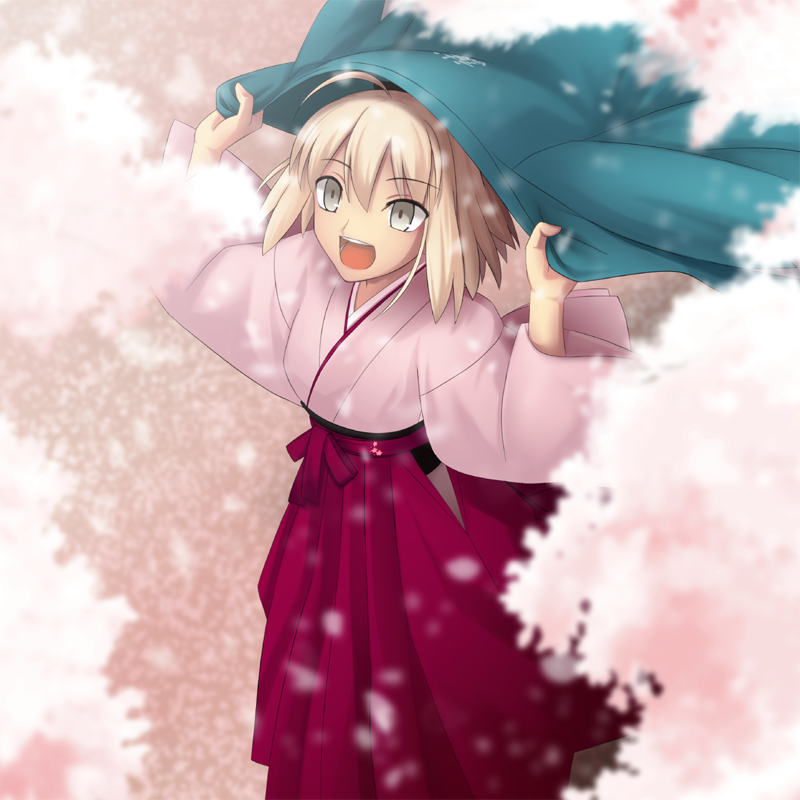 沖田総司 ,桜セイバー 「2015年に描いた同タイトルの沖田さんのイラストをリメイクしてみました。  私は」|しょ～り@Skeb依頼お気軽にどうぞ。配信用Live2Dモデルのデザイン＆制作承ります。のイラスト