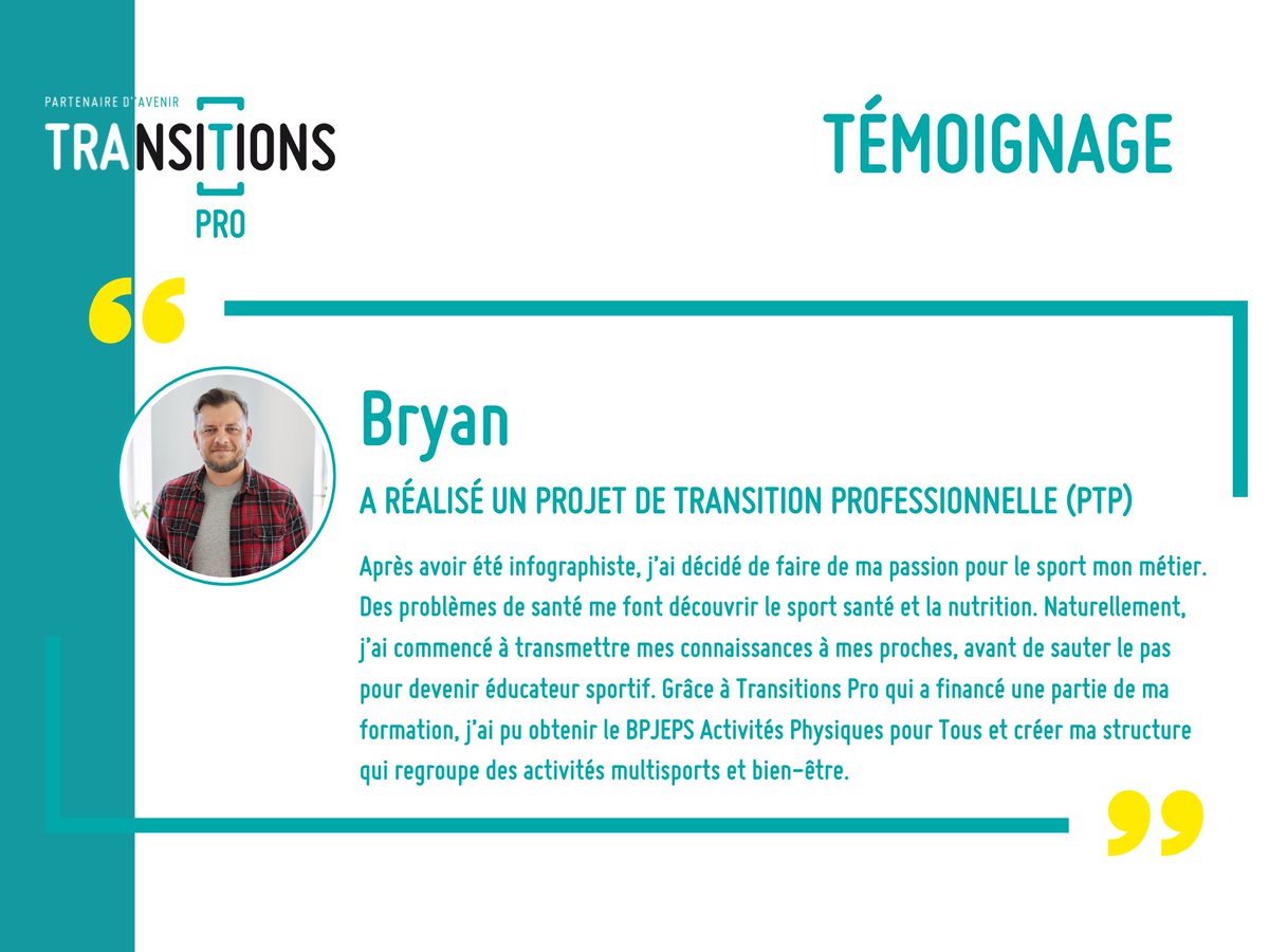 TPRO_CVL's tweet photo. 🎤 Témoignage

Changer de vie pro, vous y pensez mais vous ne savez pas comment faire ?

Comme Bryan, faites vous accompagner par les équipes TransitionsPro Centre Val de Loire ! https://t.co/oy6OMtwOEn