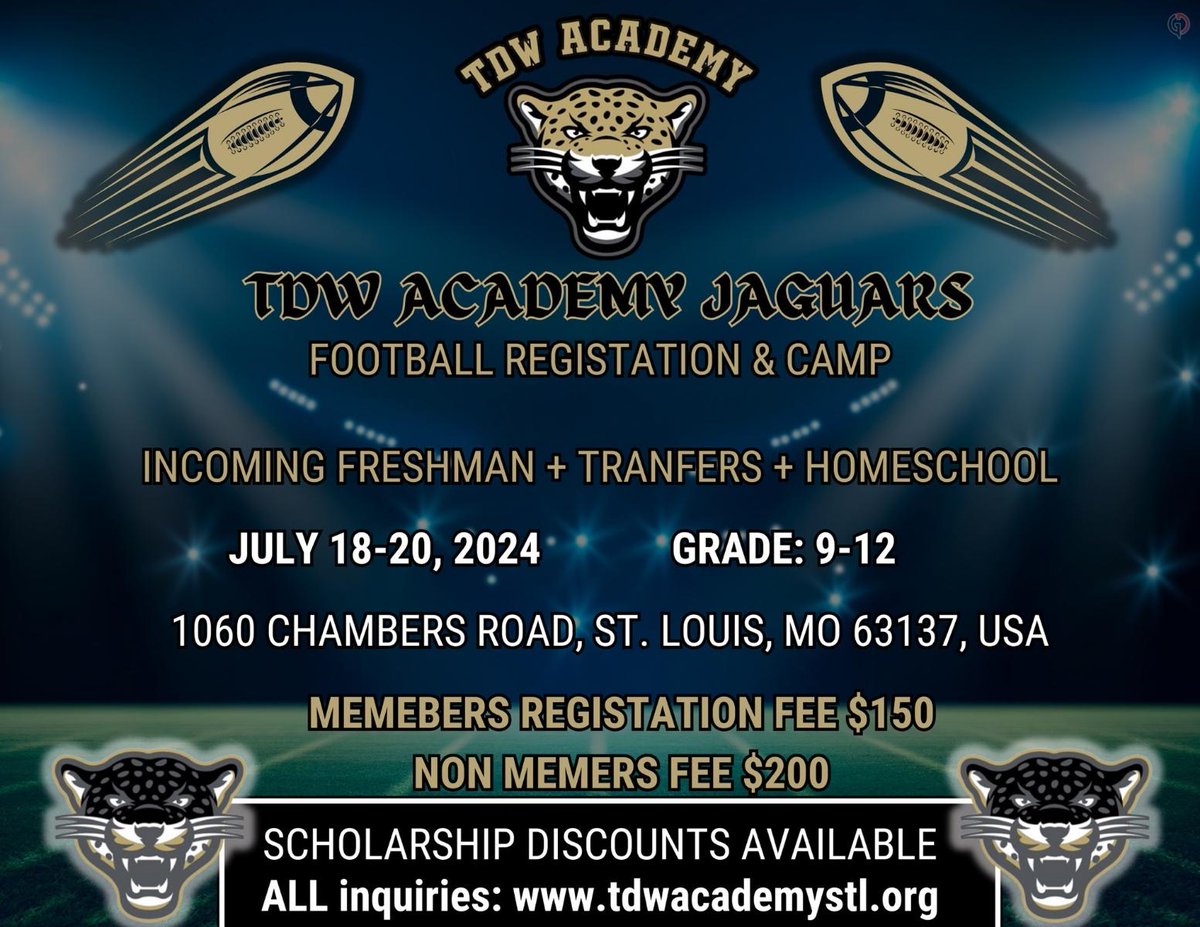 TDWAcademy's tweet photo. ATTENTION: The times for Open House Events have changed. Our recruitment for prospective students is Friday July 19th 5pm till 7pm. Students interested in our football program and others sports programs will be 6pm till 8pm on the 19th &amp; 10am till 12pm Saturday July 20th. https://t.co/VmmVrdIJqp