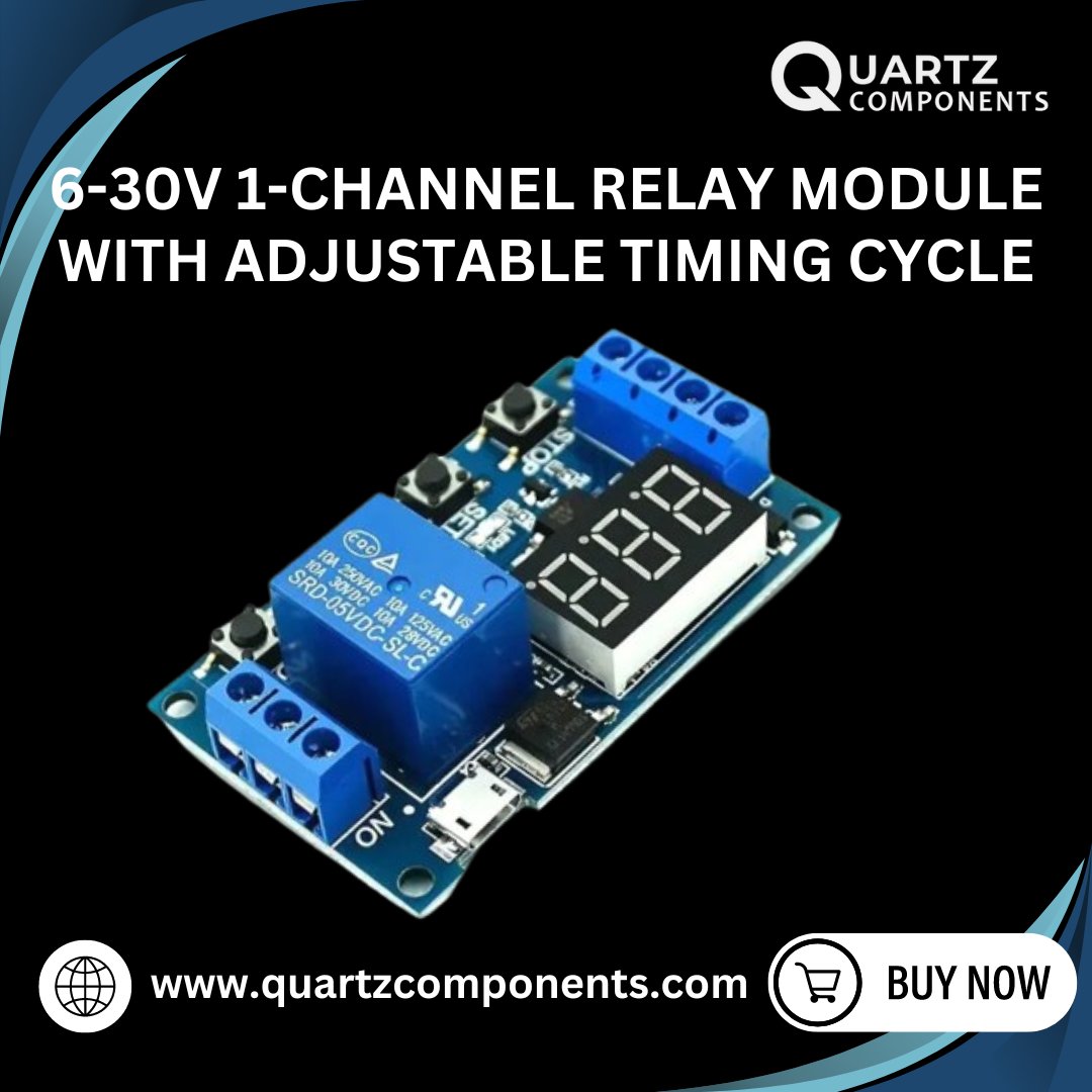 quartzcomponent's tweet image. Check out the 6-30V 1-Channel Relay Module with Adjustable Timing Cycle and LED Display! Perfect for DIY enthusiasts and professionals alike.
Product Link-
quartzcomponents.com/collections/po…
#Electronics #DIY #RelayModule #Innovation #TechGadgets #SmartHome #Makers