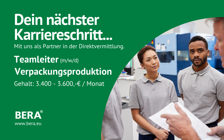 BERAGmbH's tweet photo. Entdecke deine Zukunft als Teamleiter (m/w/d) in der Verpackungsproduktion📦! Wir suchen für ein führendes Unternehmen in Gaildorf. Du hast eine technische Ausbildung und Erfahrung? Bewirb dich jetzt über https://t.co/uwR8tUrog2 https://t.co/PYLk4OWeOe