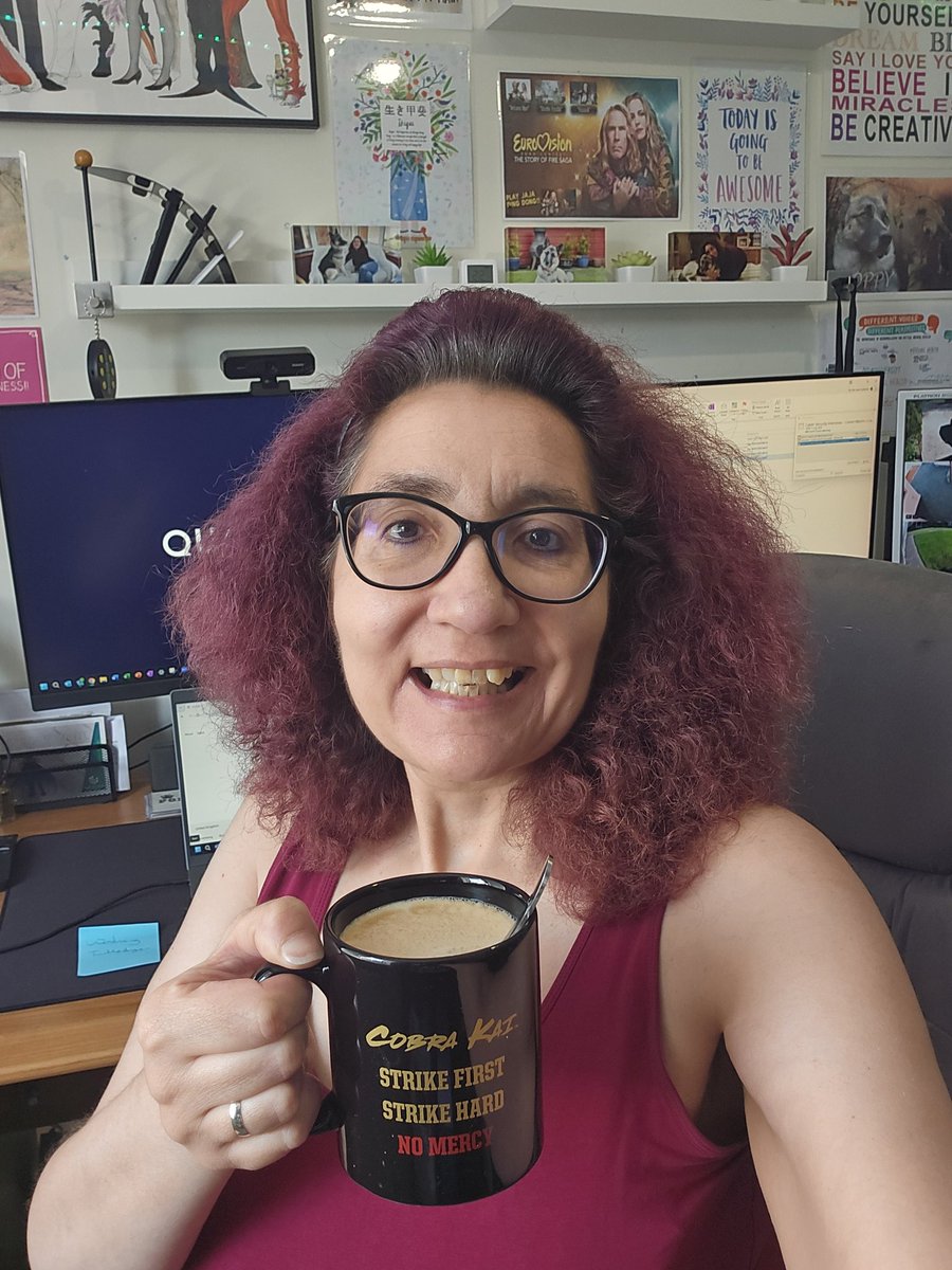 cybergeekgirl's tweet photo. I've been up since 6am, took Poppy out before it gets too hot, been to @AldiUK and now about to start work while counting down the hours till I can watch the first part of @CobraKaiSeries Kai season 6 tonight 😁😁 xx

#StrikeFirstStrikeHardNoMercy 😎😎
#CobraKaiNeverDies 😎😎 https://t.co/ZlrH7H1vOR