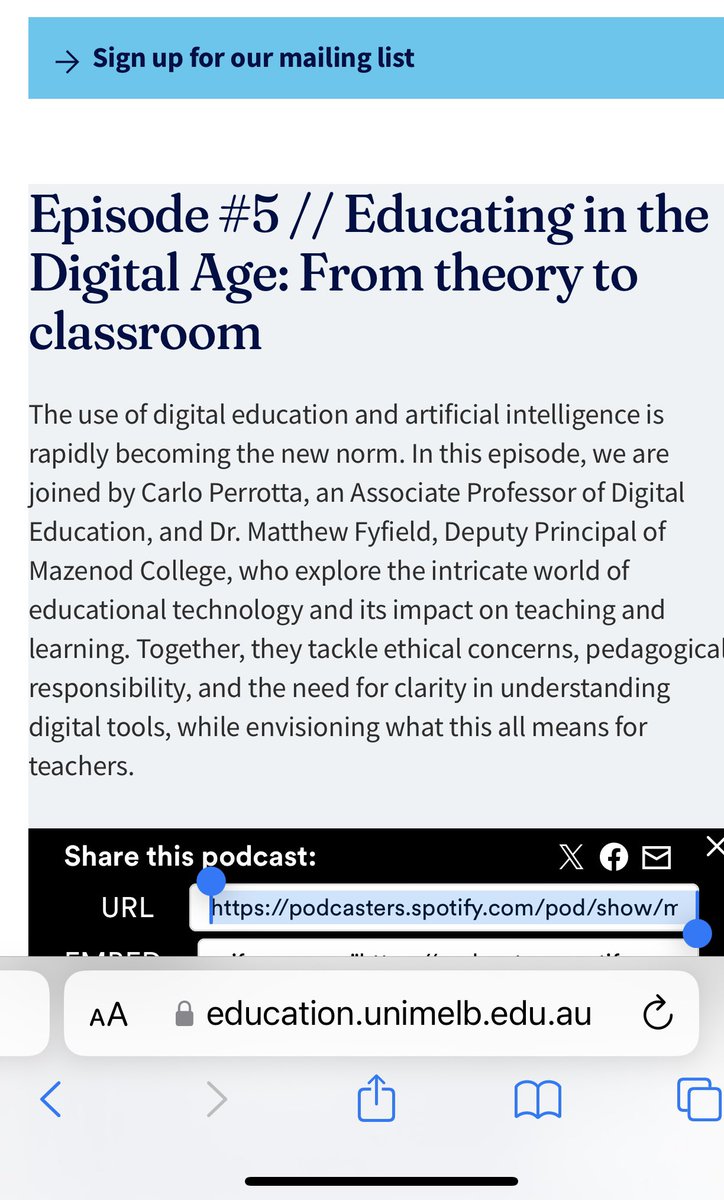 Therese N.Hopfenbeck (@tnhopfenbeck) on Twitter photo Finally had time to listen to Talking Teaching #5 from <a href="/EduMelb/">Faculty of Education</a> <a href="/UniMelb/">University of Melbourne</a> excellent podcast again by <a href="/SophieSpecjal/">Dr Sophie Specjal (Murphy) PhD</a> interviewing colleague @carloper on the challenges and promises of AI - check out website below Finally had time to listen to Talking Teaching #5 from <a href="/EduMelb/">Faculty of Education</a> <a href="/UniMelb/">University of Melbourne</a> excellent podcast again by <a href="/SophieSpecjal/">Dr Sophie Specjal (Murphy) PhD</a> interviewing colleague @carloper on the challenges and promises of AI - check out website below