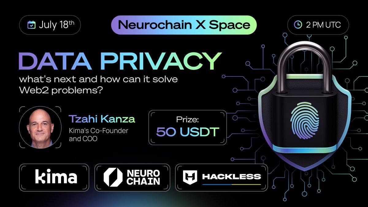 🌟 NeurochainAI X Space Is Live TODAY! 🌟

Join our amazing Co-Founder and COO, <a href="/tzahi_kanza/">Tzahi Kanza</a>, for an exciting AMA session with Kima, our partners <a href="/NeurochainAI/">Neurochain.AI</a>, and <a href="/hackless_defi/">Hackless</a>!

📅 Topic: "Data Privacy in Decentralized Infrastructures: What's Next and How Can It Solve Web2