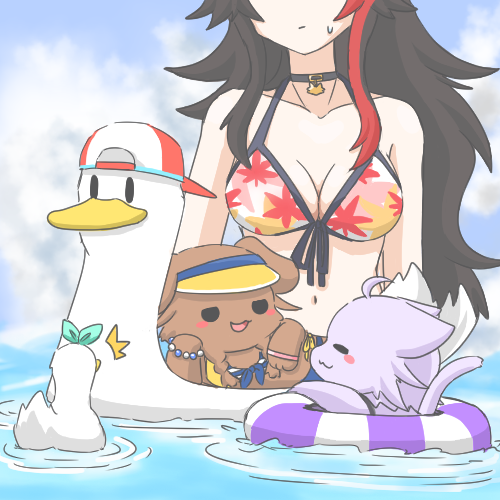 猫又おかゆ ,大神ミオ ,大空スバル ,スバルドダック 「#SMOK#みおーん絵 #できたてころね #絵かゆ #プロテインザスバル 」|裕司‧威爾斯(ウェルシュ)のイラスト