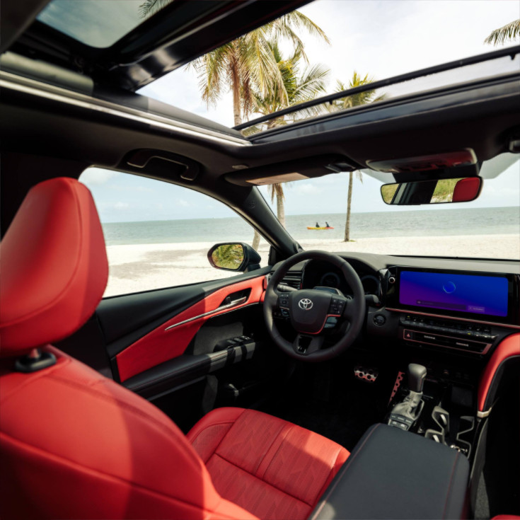 Experience the allure of a captivating red interior.