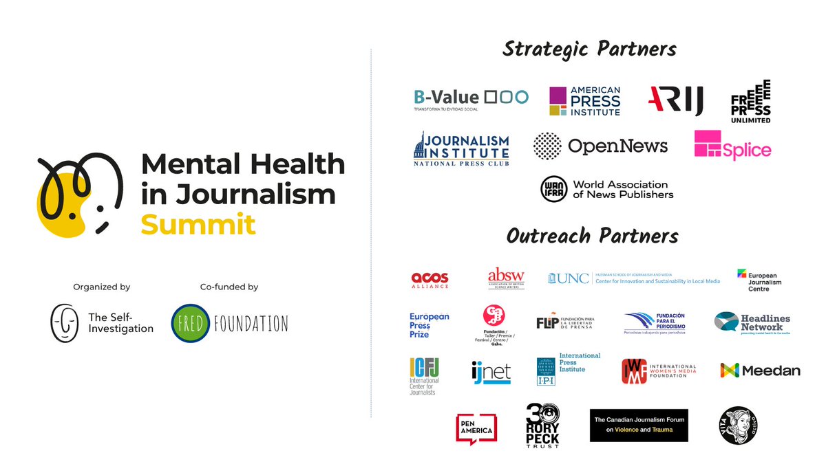 ARIJNetwork's tweet image. 🤝At ARIJ, we want to support the change towards a healthy work culture in journalism.

That’s why have partnered with @selfinvestigate for the first “Mental Health in Journalism Summit”!🧠❤️‍🩹

Join us for this free and online global event! 👇
mhjournalismsummit.org 
#MHJS24