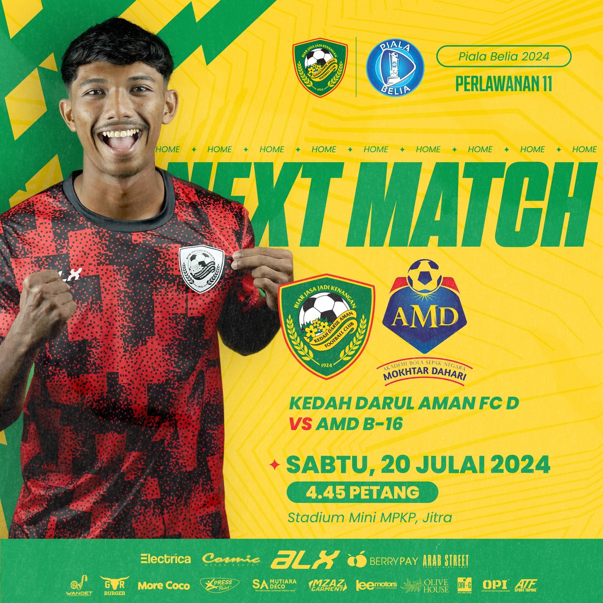kda_fc's tweet photo. PERLAWANAN 11 PIALA BELIA 2024 - KDA FC D vs AMD B-16

Esok perlawanan Piala Belia menyaksikan pasukan KDA FC D menerima kunjungan AMD B-16 di Stadium Mini MPKP, Jitra.

Ayuh ramai-ramai turun beri sokongan buat pasukan KDA FC D esok...!

#PialaBelia2024 #GameWeek11 #KDAAMD https://t.co/xRyv3EDk5n