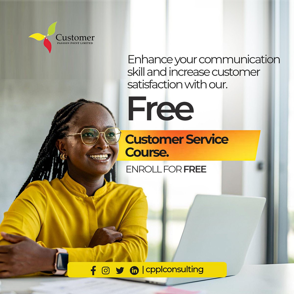 cppltraining's tweet image. Looking to elevate your career as a Customer Service Representative?

Enroll in our FREE course today!

Secure your spot now by clicking the link below.

training.cppl.com.ng/courses/custom…

#customerservice #personaldevelopment #CPPLTraining