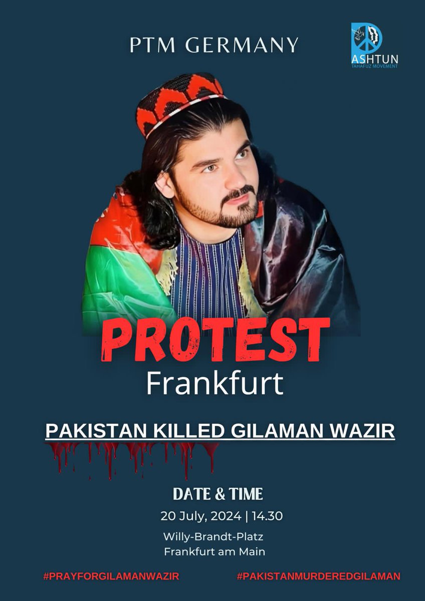 PashtonNaseer's tweet image. پی ټی ایم جرمنی احتجاجی شیډول 20 جولایې او 21 جولایې باندی لانګ مارچ او مظاهري جرمنی کې میشت افغانانو نه ده ګډون هیله کوو 
#GermanyProtests