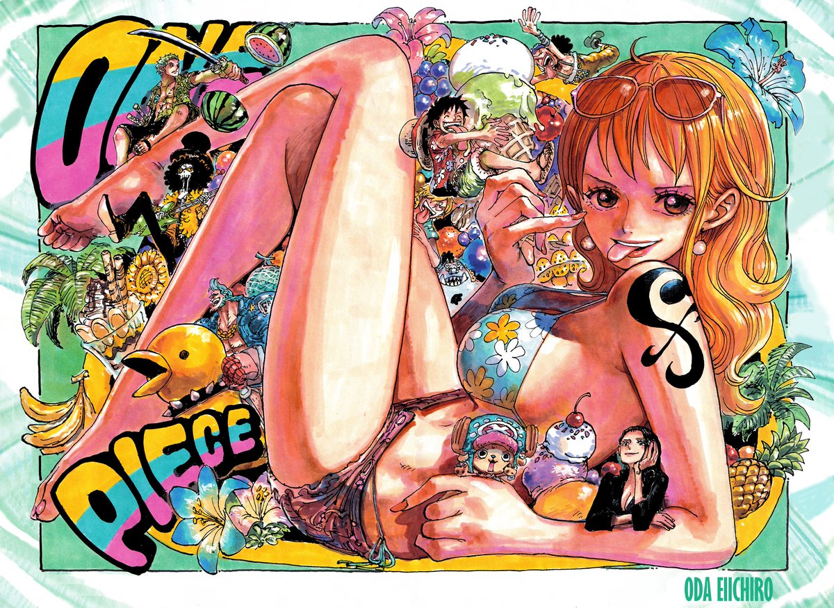 GojiYoutube's tweet photo. Le nouveau colorspread estival de One Piece avec, comme à son habitude, Nami en figure principale ! https://t.co/Bsh3KkoVhl