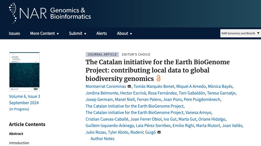 Andorra_RI's tweet image. #JournalArticle | The Catalan Initiative for the Earth BioGenome Project (CBP) is an EBP-affiliated project network aimed at sequencing the genome of the &amp;gt;40 000 eukaryotic species estimated to live in the Catalan-speaking territories.

📰 ow.ly/AmtL50SF0BH

#ARIrecerca